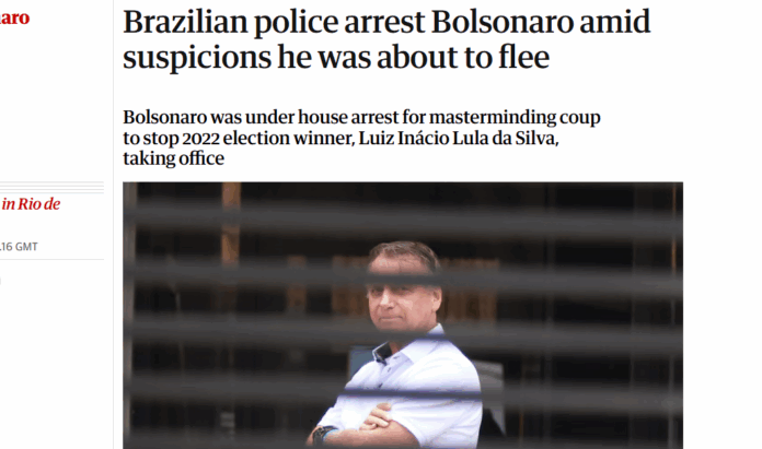Imagem relacionada à matéria do Repórter Capital sobre a repercussão internacional da prisão de Jair Bolsonaro.