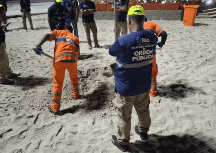 Imagem relacionada à matéria do Repórter Capital sobre a Operação Tatuí na praia de Copacabana antes do réveillon.