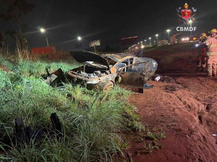 Imagem relacionada à matéria do Repórter Capital sobre capotamento no Núcleo Rural Ana Maria atendido pelo CBMDF.