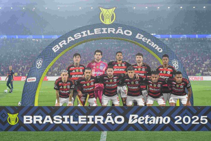 Flamengo comemorando o título brasileiro 2025 no Maracanã.