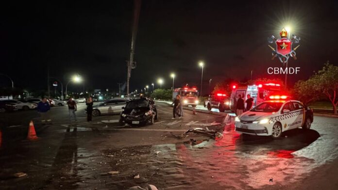 Vista da L4 Sul, em Brasília, onde testemunha relatou carro em alta velocidade antes de acidente no Pier 21