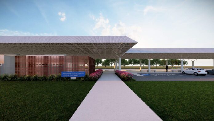 Projeto da nova rodoviária do Jardim Botânico que será construída no Setor Habitacional Mangueiral, no Distrito Federal.