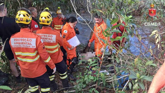 Cachoeira na região do Itapoã onde homem morreu após queda e afogamento.