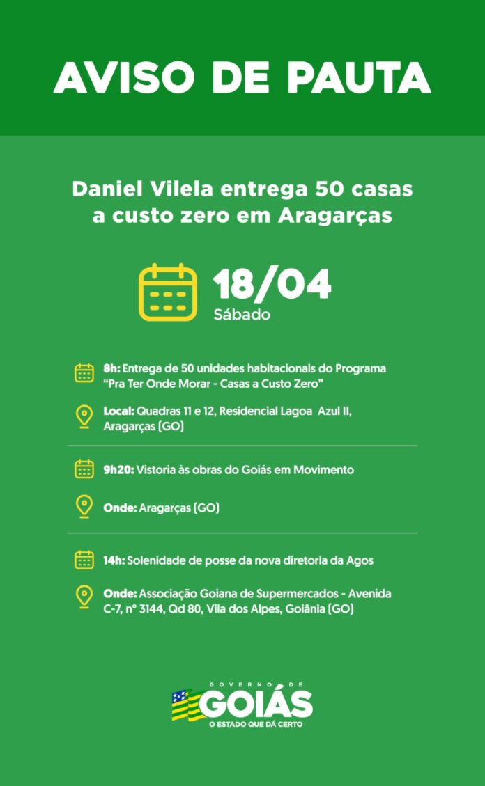 Agenda do governador para sábado