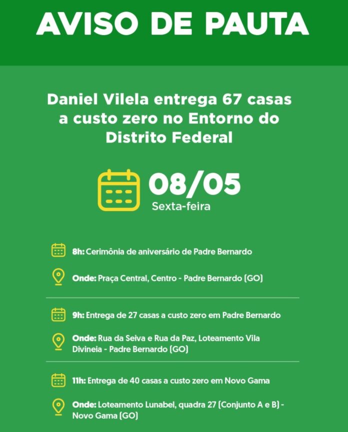 Agenda do governador para sexta-feira