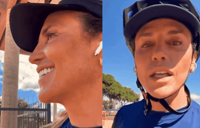 De bike: Celina vistoria obras no Paranoá e Itapoã