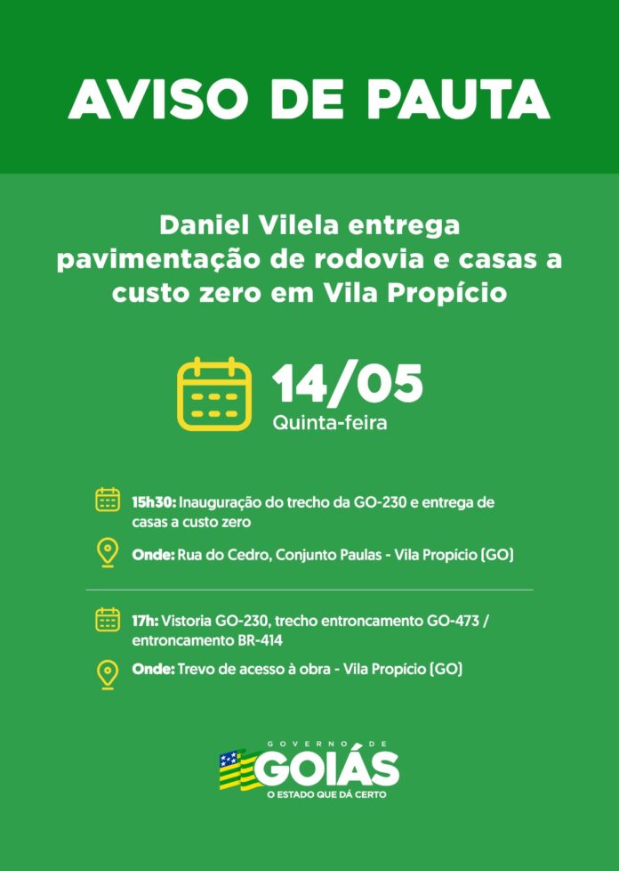 Agenda do governador para tarde de quinta-feira