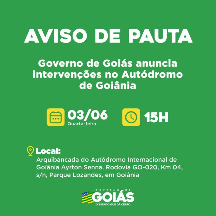 Governo anuncia intervenções no Autódromo de Goiânia
