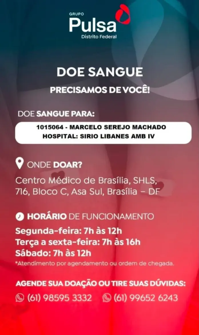 Campanha de Doação de Sangue em Apoio a Marcelo Serejo Machado